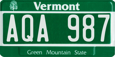 VT license plate AQA987