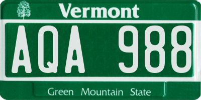 VT license plate AQA988