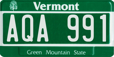 VT license plate AQA991