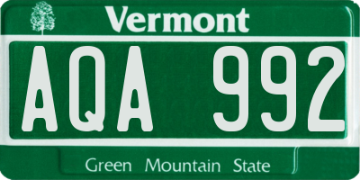 VT license plate AQA992