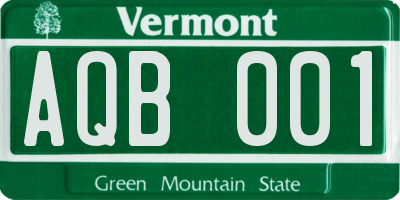 VT license plate AQB001