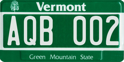 VT license plate AQB002