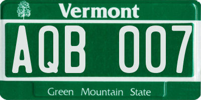 VT license plate AQB007