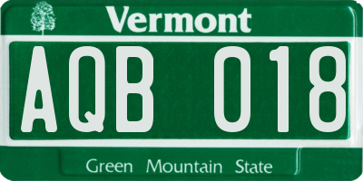 VT license plate AQB018