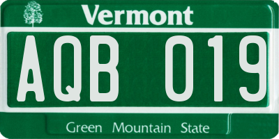 VT license plate AQB019