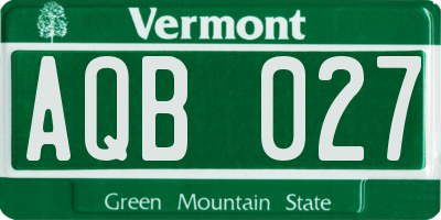 VT license plate AQB027