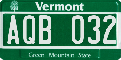 VT license plate AQB032