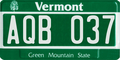 VT license plate AQB037