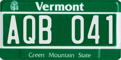 VT license plate AQB041