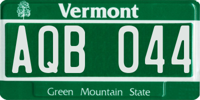 VT license plate AQB044