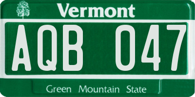 VT license plate AQB047
