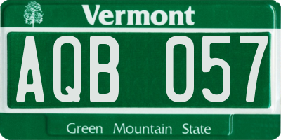 VT license plate AQB057