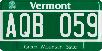 VT license plate AQB059