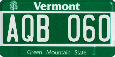 VT license plate AQB060