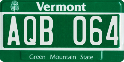 VT license plate AQB064