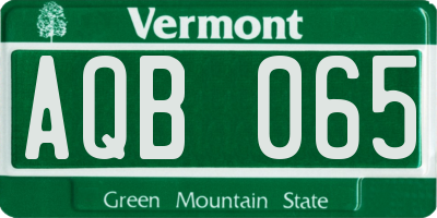 VT license plate AQB065