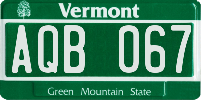 VT license plate AQB067