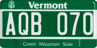 VT license plate AQB070