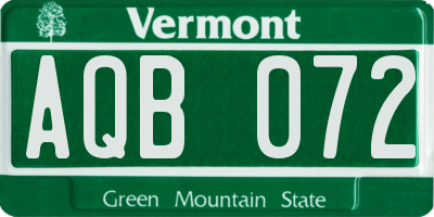 VT license plate AQB072