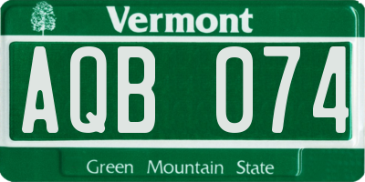 VT license plate AQB074