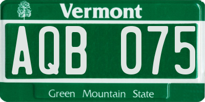 VT license plate AQB075