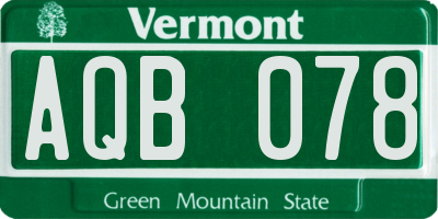 VT license plate AQB078