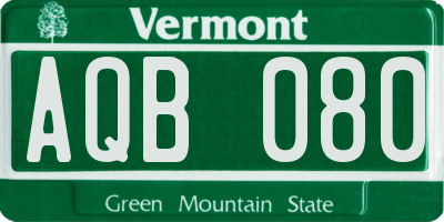 VT license plate AQB080