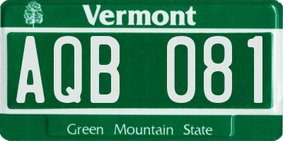 VT license plate AQB081