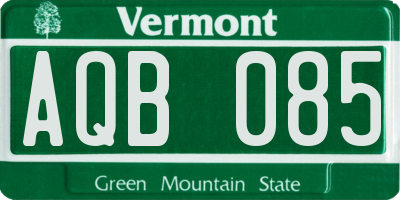 VT license plate AQB085