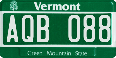 VT license plate AQB088