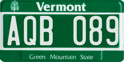 VT license plate AQB089