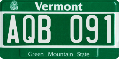 VT license plate AQB091