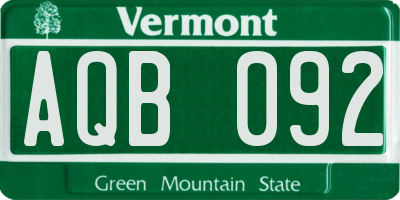 VT license plate AQB092