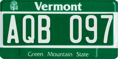 VT license plate AQB097