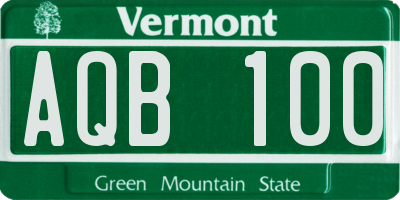 VT license plate AQB100