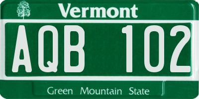 VT license plate AQB102