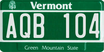 VT license plate AQB104