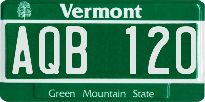 VT license plate AQB120