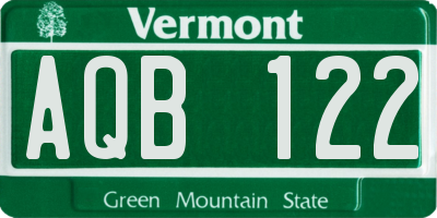 VT license plate AQB122