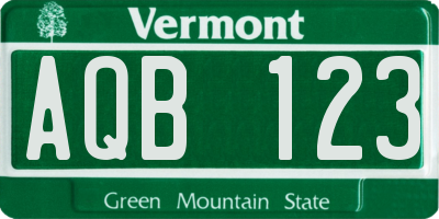 VT license plate AQB123