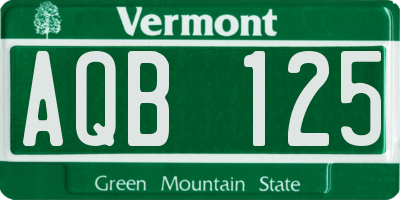 VT license plate AQB125