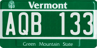 VT license plate AQB133