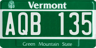 VT license plate AQB135
