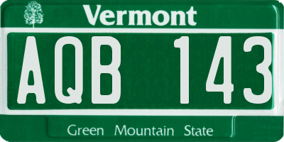 VT license plate AQB143