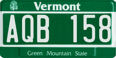 VT license plate AQB158