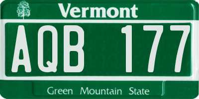 VT license plate AQB177