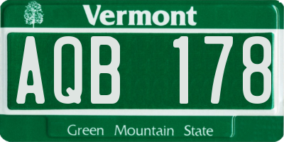 VT license plate AQB178