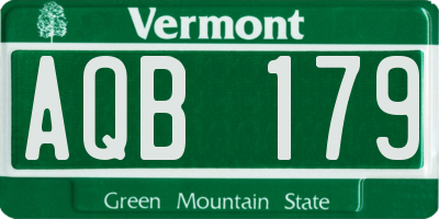VT license plate AQB179
