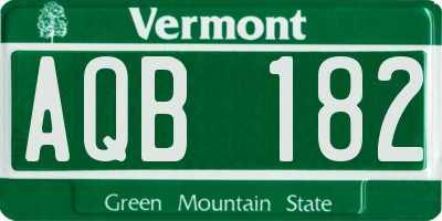 VT license plate AQB182