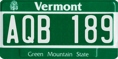 VT license plate AQB189